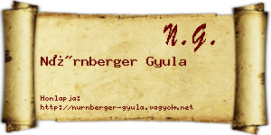 Nürnberger Gyula névjegykártya